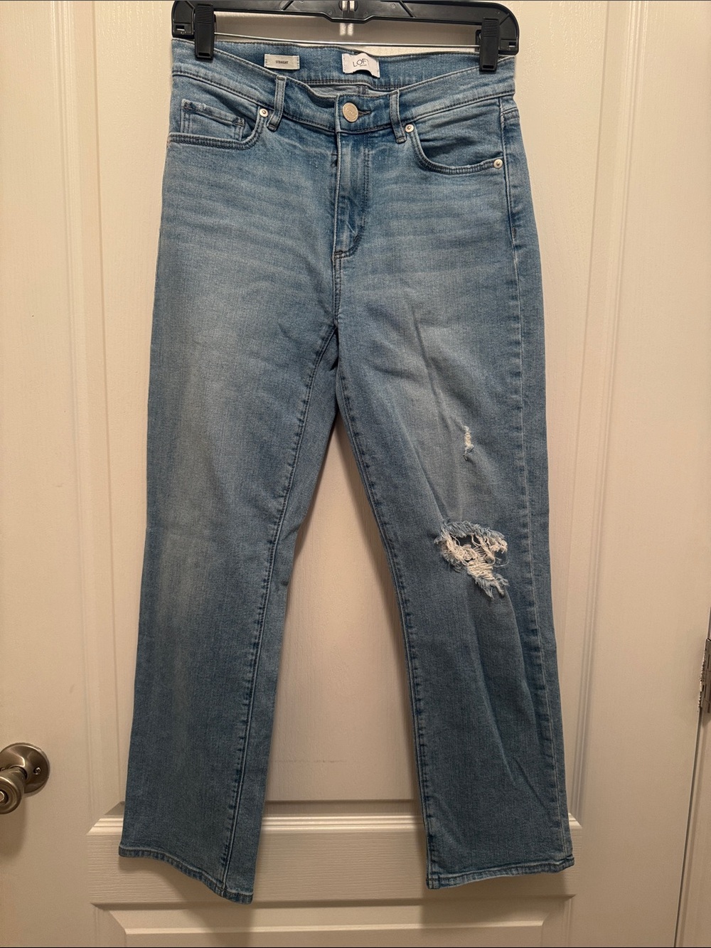 LOFT Light Blue Straight-Leg Distressed Jeans - Women’s Size 2